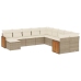 Set de sofás de jardín 11pzas con cojines ratán sintético beige