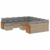 Set sofás de jardín con cojines 13 pzas ratán sintético beige