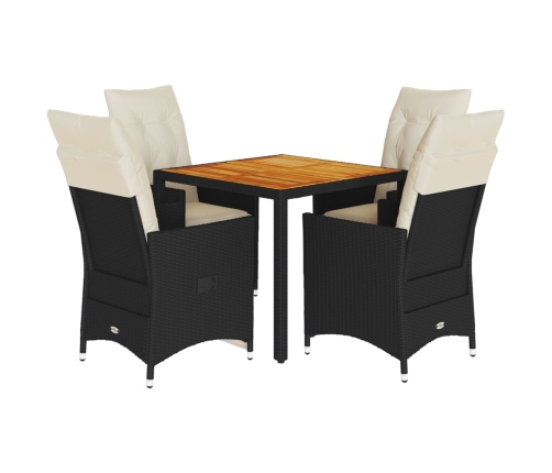 Set de muebles jardín 5 pzas con cojines ratán sintético negro