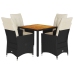 Set de muebles jardín 5 pzas con cojines ratán sintético negro
