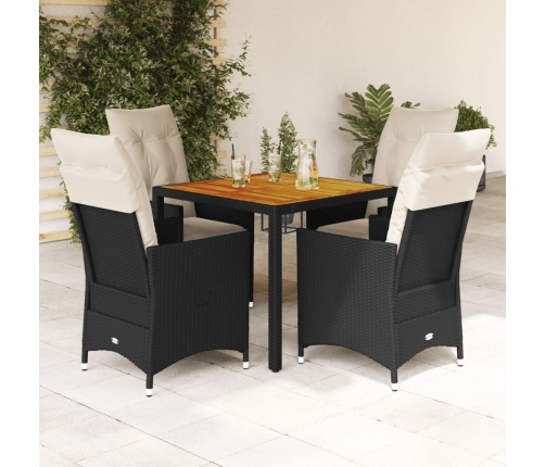 Set de muebles jardín 5 pzas con cojines ratán sintético negro