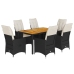 Set de comedor de jardín 7 pzas y cojines ratán sintético negro