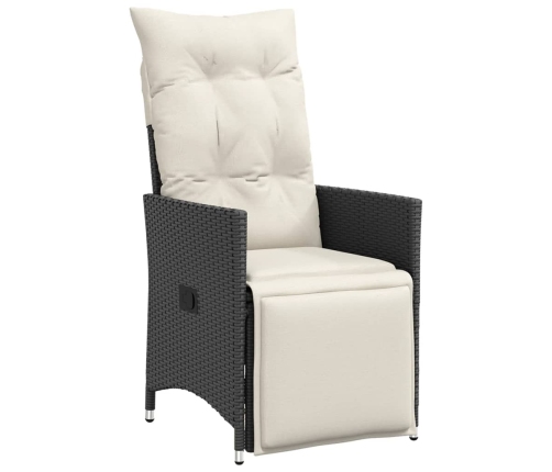 Set de comedor de jardín 7 pzas y cojines ratán sintético negro