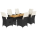 Set de comedor de jardín 7 pzas y cojines ratán sintético negro