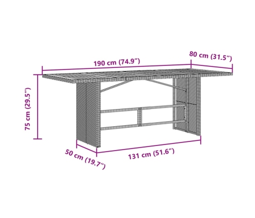 Set de comedor de jardín 7 pzas y cojines ratán sintético negro