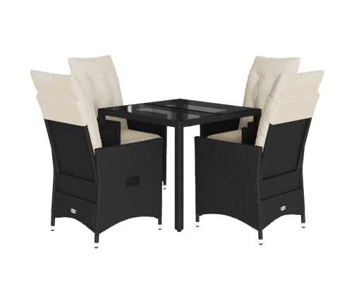 Set de muebles jardín 5 pzas con cojines ratán sintético negro