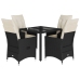 Set de muebles jardín 5 pzas con cojines ratán sintético negro