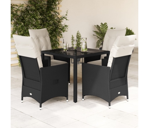 Set de muebles jardín 5 pzas con cojines ratán sintético negro