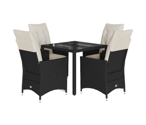 Set de muebles jardín 5 pzas con cojines ratán sintético negro