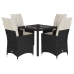 Set de muebles jardín 5 pzas con cojines ratán sintético negro
