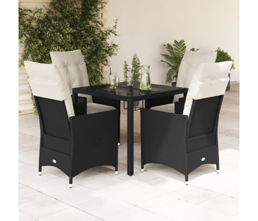 Set de muebles jardín 5 pzas con cojines ratán sintético negro