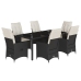 Set de comedor de jardín 7 pzas y cojines ratán sintético negro
