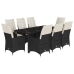 Set de comedor de jardín 9 pzas y cojines ratán sintético negro