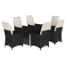 Set de comedor de jardín 7 pzas y cojines ratán sintético negro