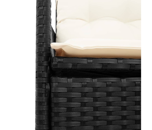 Set de comedor de jardín 7 pzas y cojines ratán sintético negro