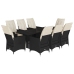 Set de comedor de jardín 9 pzas y cojines ratán sintético negro