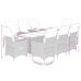 Set de comedor de jardín 9 pzas y cojines ratán sintético negro