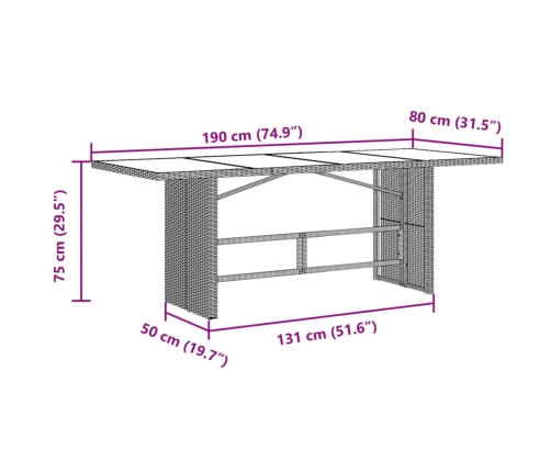 Set de comedor de jardín 9 pzas y cojines ratán sintético negro