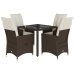 Set comedor de jardín 5 piezas y cojines ratán sintético marrón