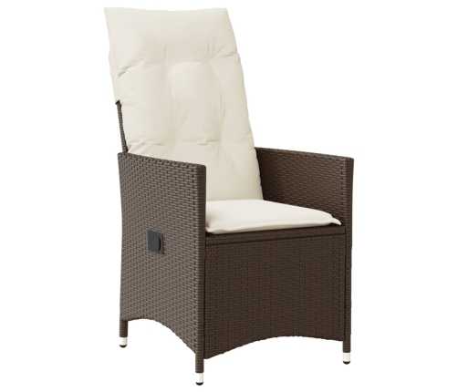 Set comedor de jardín 5 piezas y cojines ratán sintético marrón