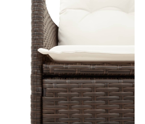 Set comedor de jardín 5 piezas y cojines ratán sintético marrón
