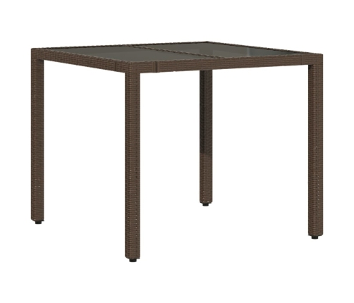 Set comedor de jardín 5 piezas y cojines ratán sintético marrón