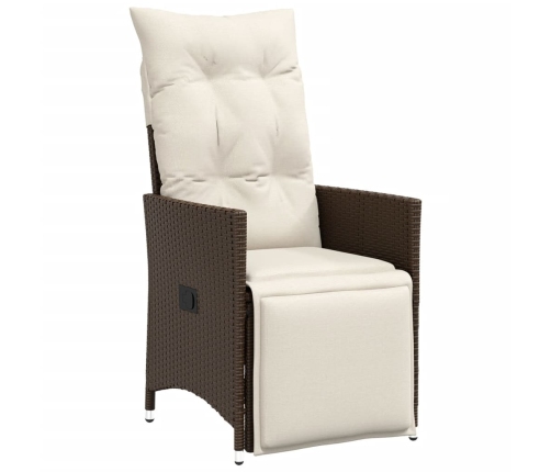 Set comedor de jardín 5 piezas y cojines ratán sintético marrón