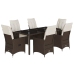 Set comedor de jardín 7 pzas con cojines ratán sintético marrón