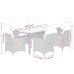 Set comedor de jardín 7 pzas con cojines ratán sintético marrón