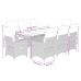 Set comedor para jardín 9 pzas y cojines ratán sintético marrón
