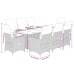 Set comedor para jardín 9 pzas y cojines ratán sintético marrón