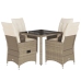 Set comedor de jardín 5 pzas con cojines ratán sintético beige