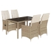 Set comedor de jardín 5 pzas con cojines ratán sintético beige