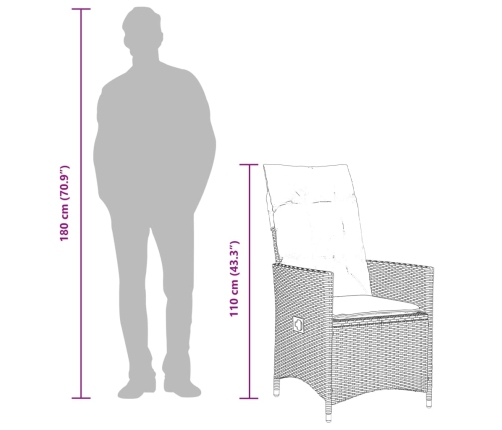 Set comedor de jardín 5 pzas con cojines ratán sintético beige