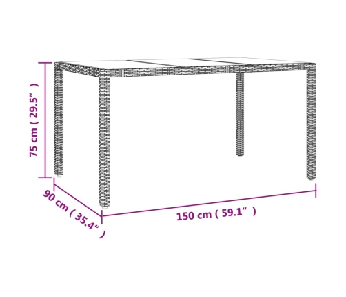 Set comedor de jardín 7 pzas con cojines ratán sintético beige
