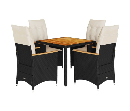 Set de muebles jardín 5 pzas con cojines ratán sintético negro