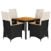 Set de muebles jardín 5 pzas con cojines ratán sintético negro