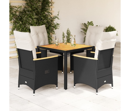 Set de muebles jardín 5 pzas con cojines ratán sintético negro