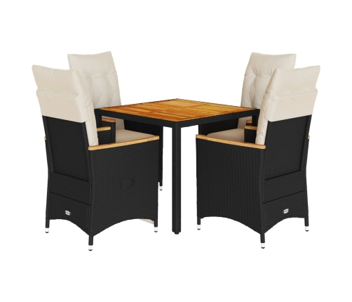 Set de muebles jardín 5 pzas con cojines ratán sintético negro