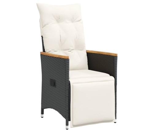 Set de muebles jardín 5 pzas con cojines ratán sintético negro