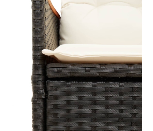 Set de muebles jardín 5 pzas con cojines ratán sintético negro
