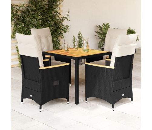 Set de muebles jardín 5 pzas con cojines ratán sintético negro
