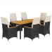 Set de comedor de jardín 7 pzas y cojines ratán sintético negro