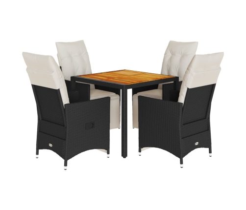Set de muebles jardín 5 pzas con cojines ratán sintético negro