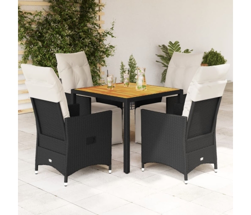 Set de muebles jardín 5 pzas con cojines ratán sintético negro
