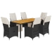 Set de comedor de jardín 7 pzas y cojines ratán sintético negro