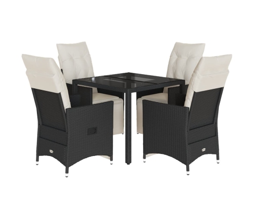 Set de muebles jardín 5 pzas con cojines ratán sintético negro