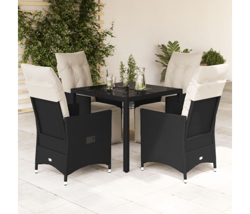 Set de muebles jardín 5 pzas con cojines ratán sintético negro