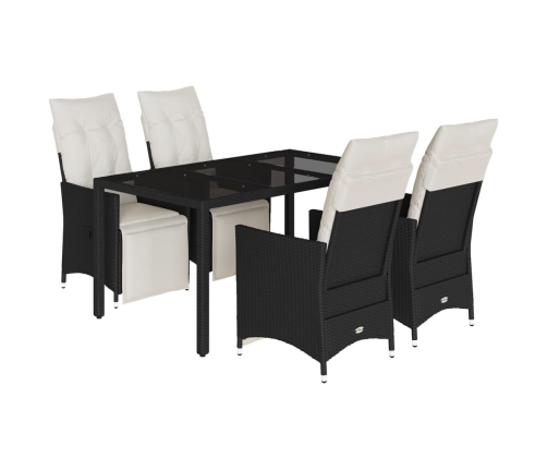 Set de muebles jardín 5 pzas con cojines ratán sintético negro