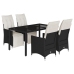 Set de muebles jardín 5 pzas con cojines ratán sintético negro